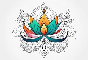 one tattoo that combines lotus flower, phoenix and helix tattoo idea