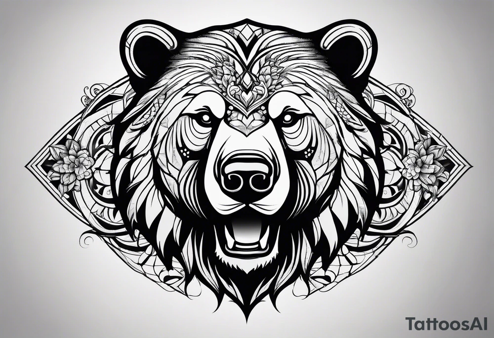 Bear face tattoo idea
