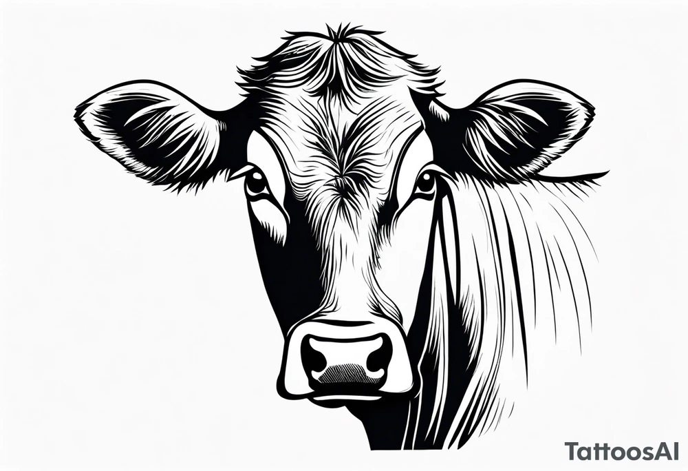 COW EAING GRASS tattoo idea