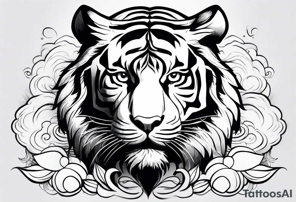 Tiger in clouds tattoo idea