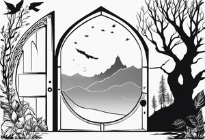 Lord of the rings with Harry Potter incorporated but clear visual of both movies. Small dainty and minimal. Something like the hobbit door with deathly hallows. tattoo idea