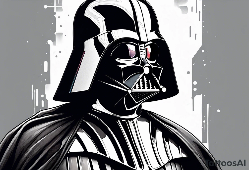 Darth Vader with broken helmet showing real face tattoo idea