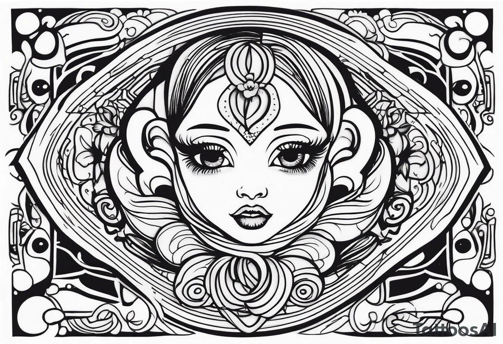 Foetus rectangle vertical tattoo idea