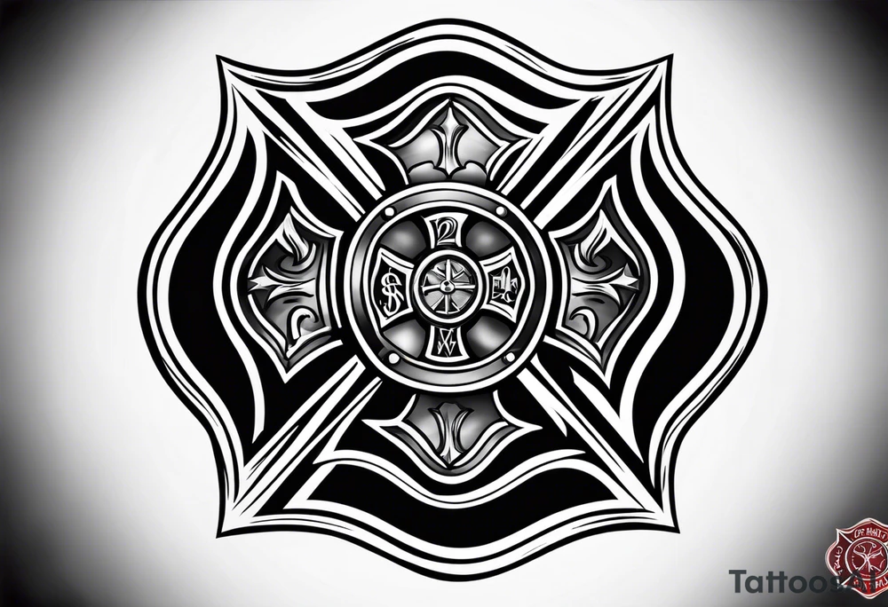 Firefighter Maltese cross tattoo idea
