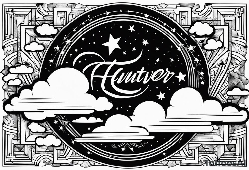 Forever humble with stars and clouds going around the word tattoo idea