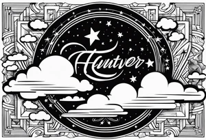 Forever humble with stars and clouds going around the word tattoo idea