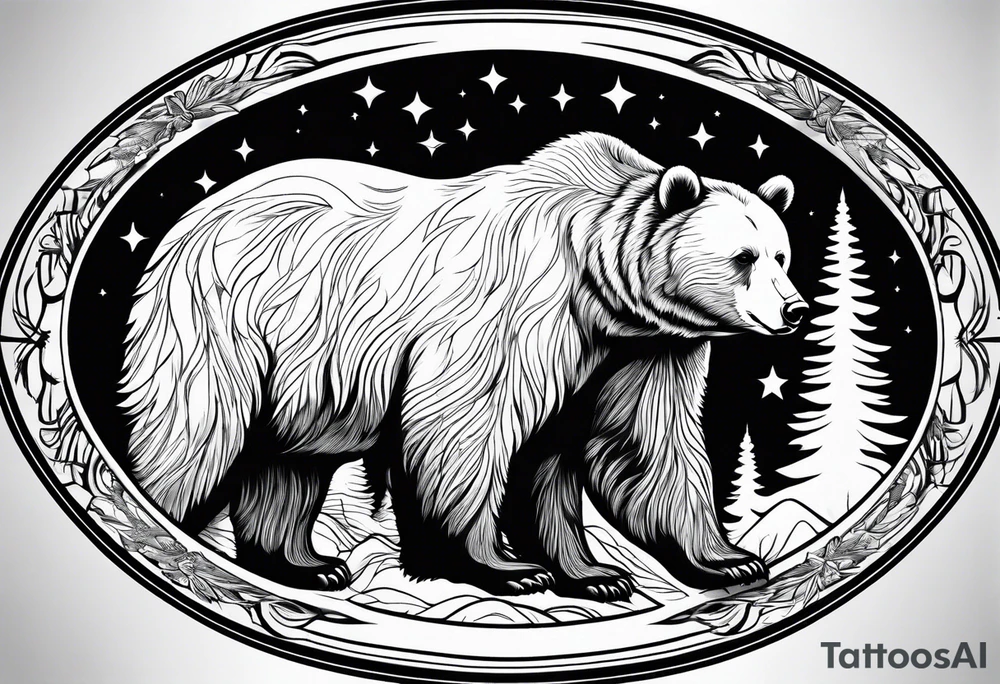 mother bear and cub simple inside oval tattoo idea mother bear and cub simple inside oval tattoo idea