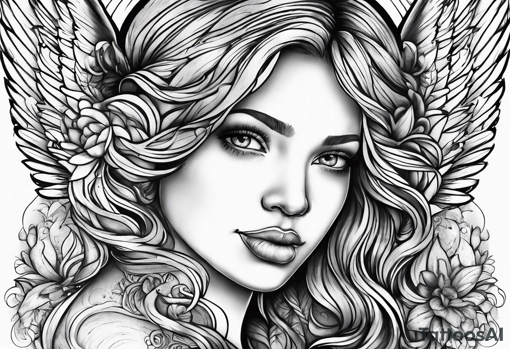 327, change, family and connection created into tattoo with angel watching over us tattoo idea