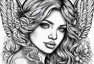 327, change, family and connection created into tattoo with angel watching over us tattoo idea