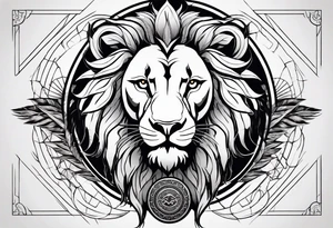 Lion with burned wings and an ouroboros sign tattoo idea
