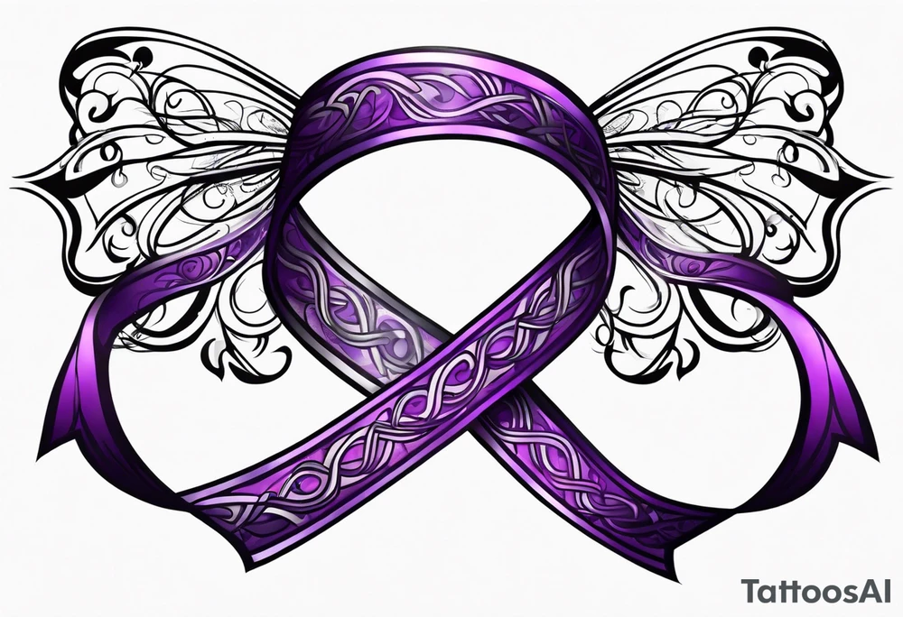 Purple cancer ribbon tattoo idea