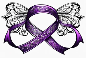 Purple cancer ribbon tattoo idea