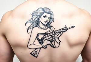 Gangster Pin up girl with ak 47 and a uzi tattoo idea