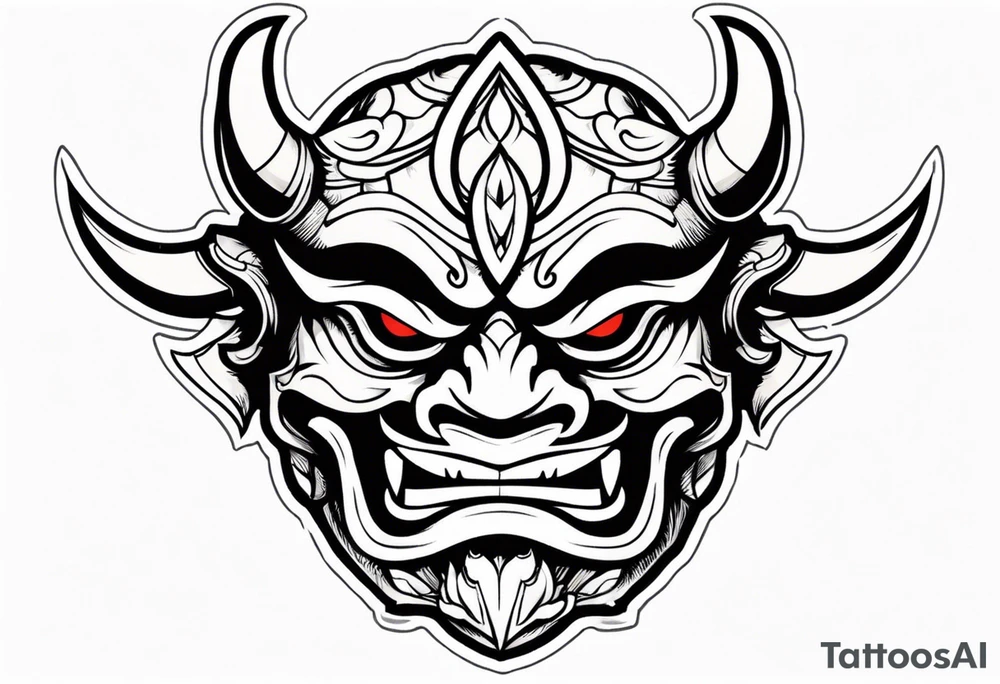 Protection against evil Oni mask tattoo idea
