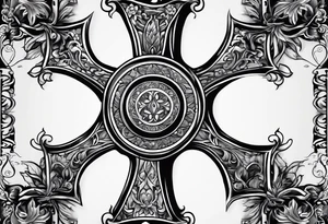 Black cross with trust tattoo idea