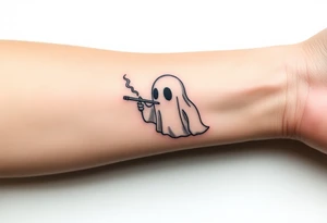 Cute ghost smoking tattoo idea