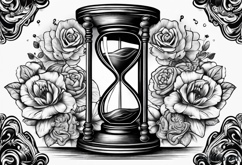 Hour glass with Brain and heart inside tattoo idea
