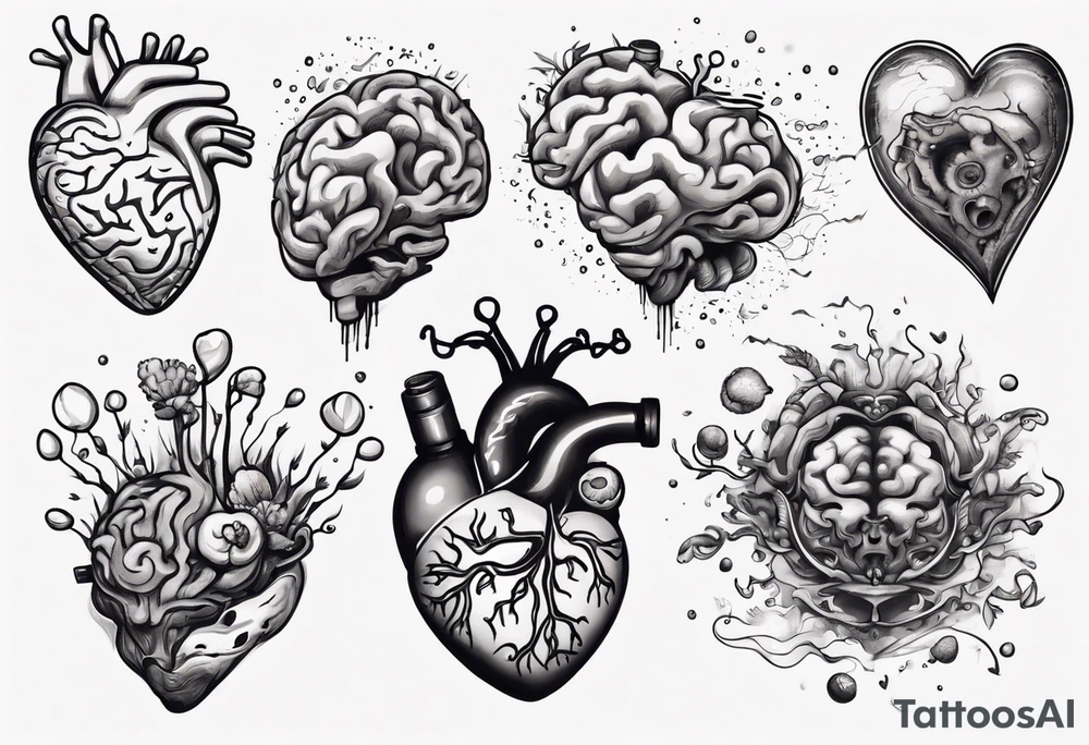 Heart and brain floating away tattoo idea