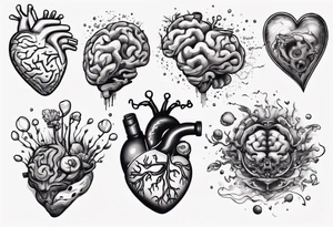 Heart and brain floating away tattoo idea