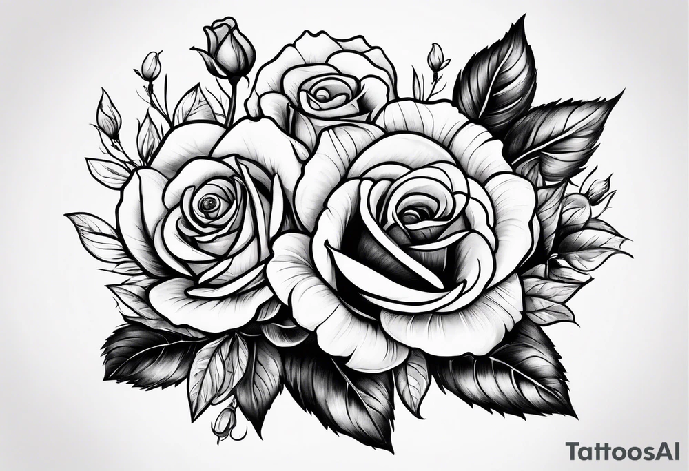 violets and a rose tattoo idea