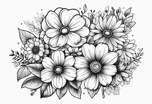 paw print and wild flowers tattoo idea