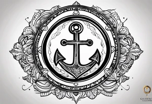 Anchor cross sparrow eye tattoo idea