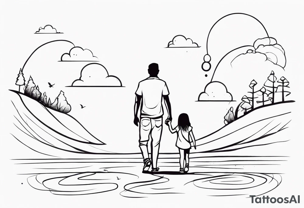 little girl with her dad and the word father tattoo idea