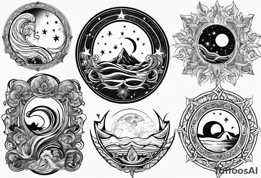 Aquarius sun, Libra rising, Scorpio moon tattoo idea