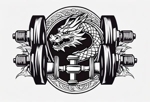 dumbbell with dragon tattoo idea