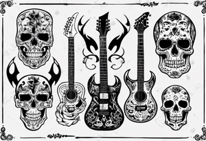 Guitar with skulls tattoo idea