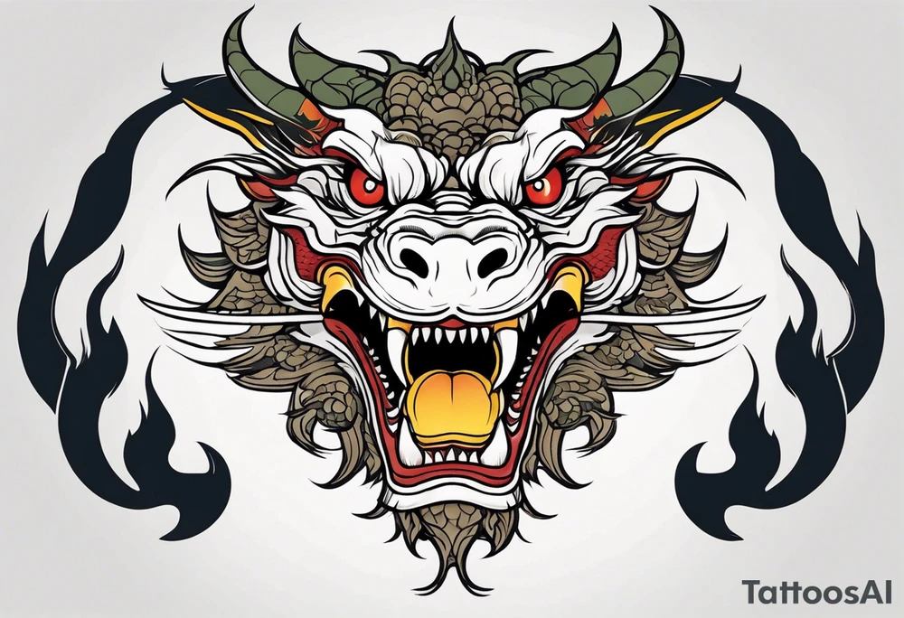 Animal Head ONLY: Chinese Dragon front facing tattoo idea Animal Head ONLY: Chinese Dragon front facing tattoo idea