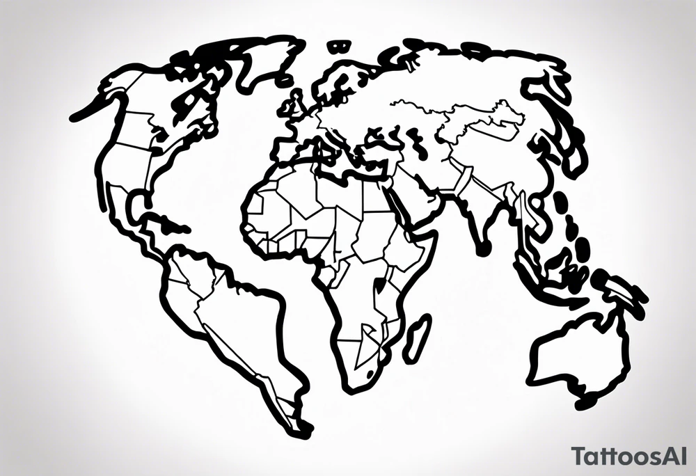 spherical globe simple map breaking glass tattoo idea