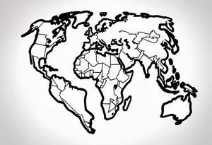 spherical globe simple map breaking glass tattoo idea