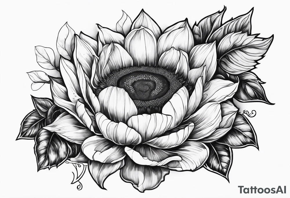 sunflower, camera, fish, flower rose tattoo idea