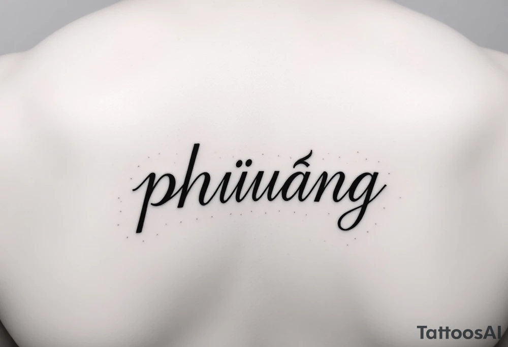Word "phuong" written with sun inner arm tattoo idea