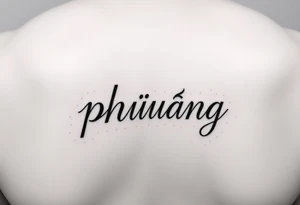 Word "phuong" written with sun inner arm tattoo idea
