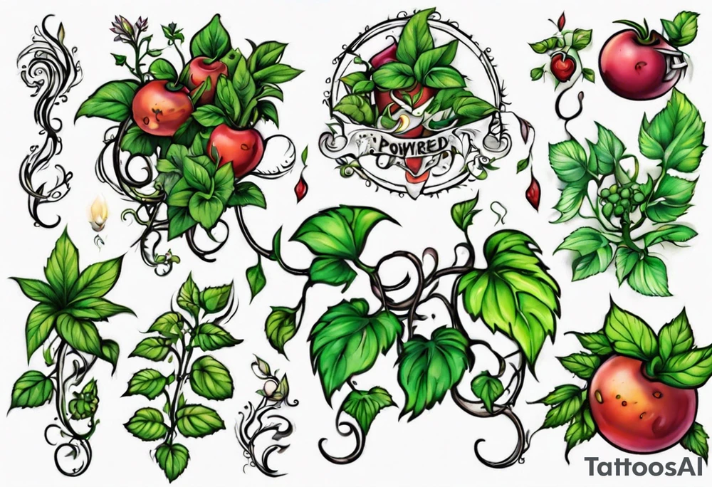“Plant powered” with growing vines tattoo idea