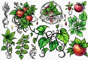 “Plant powered” with growing vines tattoo idea