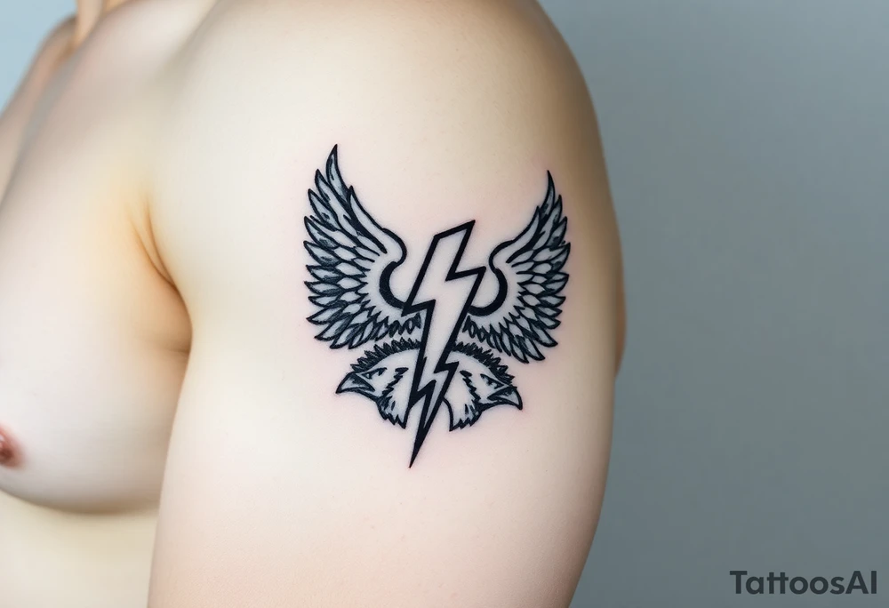 Lightning with eagles around it tattoo idea