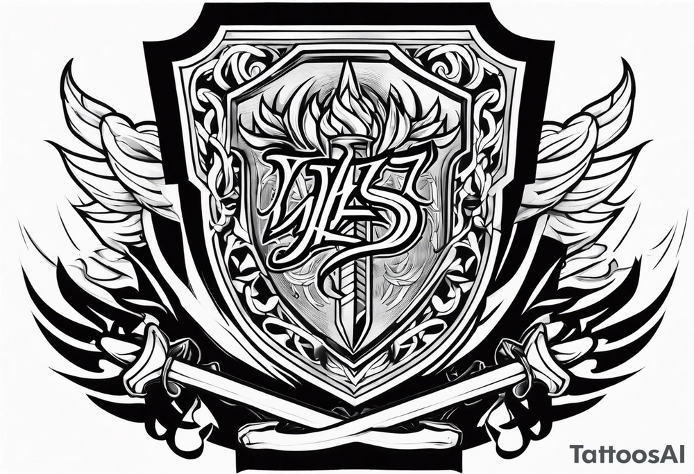 Valhalla fire sword shield tattoo idea
