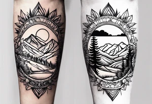 Male and female hikers in the southwest usa on the forearm tattoo idea