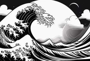 waves in a minimalist form tattoo idea