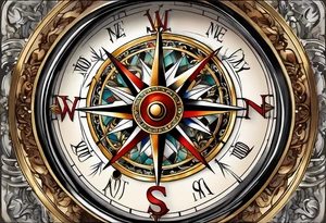 antique compass side view tattoo idea
