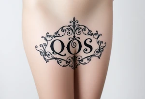 text reading "QOS" across a womb tattoo tattoo idea