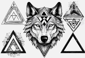 wolf head with triangle in the background tattoo idea