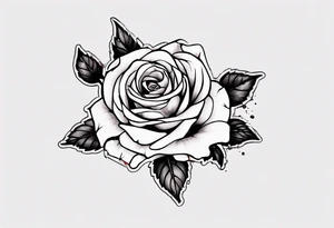 a one-line rose, add some splattered red blood and thorns, small, very simple, with the name Jesus as the stem tattoo idea