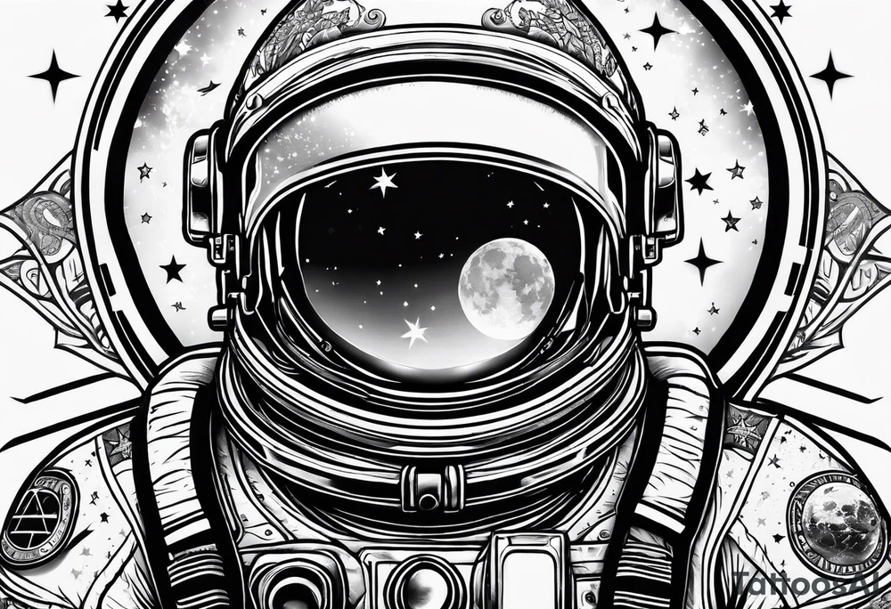 Astronaut wearing a peace bandana tattoo idea