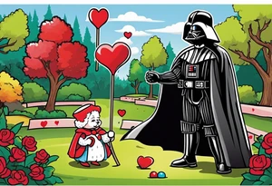 Darth Vader playing croquet with the queen of hearts and bob ross tattoo idea