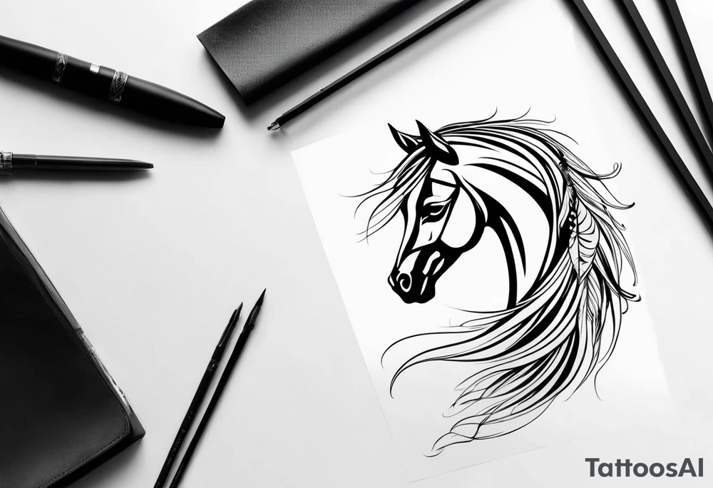 Cheval et plume et a tattoo idea