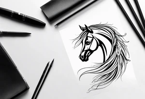 Cheval et plume et a tattoo idea